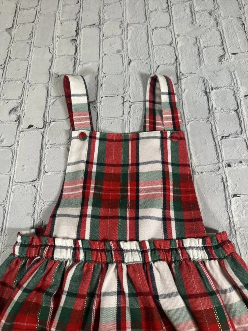 Tommy Bahama Pinafore Jumper Dress Girls Size 7 Plaid Christmas Holiday